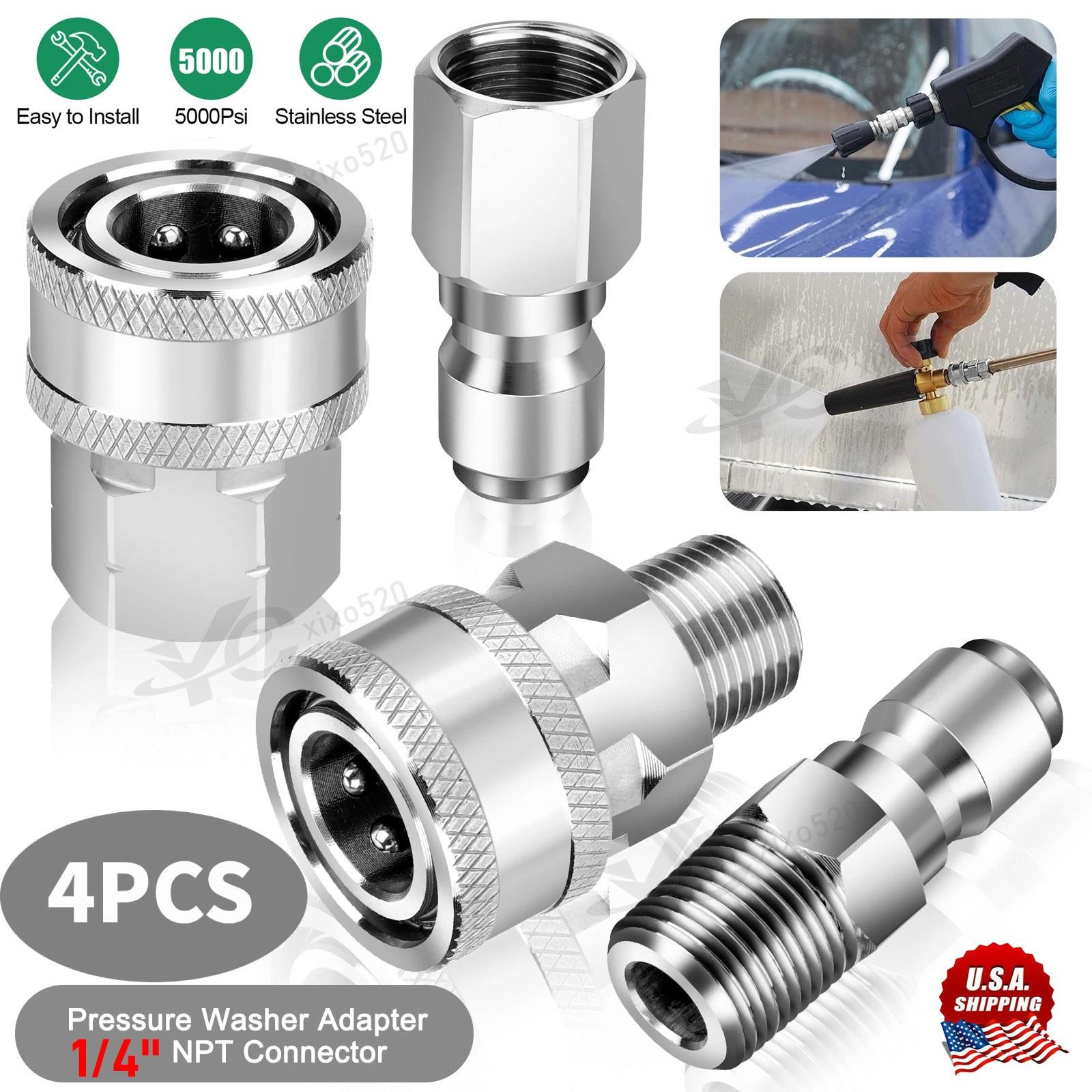 4Pcs Pressure Washer Quick Connect Fitting 1/4″ NPT Male Female Thread Adapter