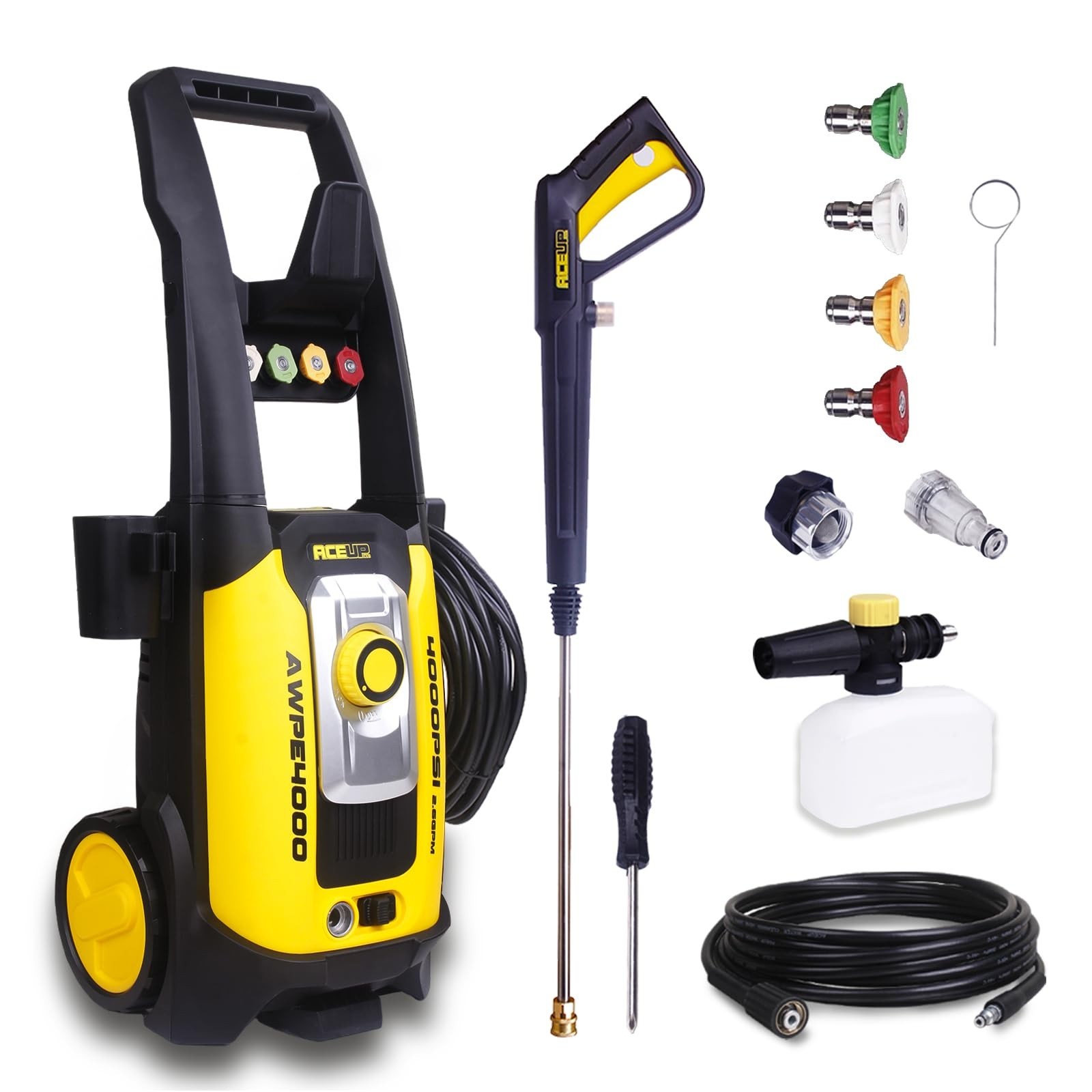 Electric Pressure Washer 4000 PSI Max 2.6GPM with Hose Reel Power Washer Aceup