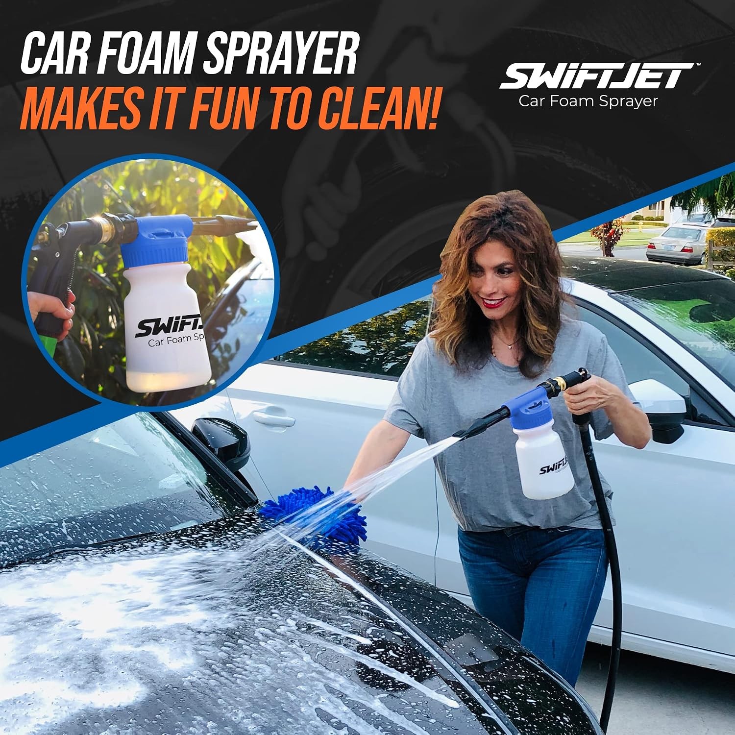 Car Wash Foam Gun Microfiber Mitt Cannon Works Any Soap Garden Hose Sprayer