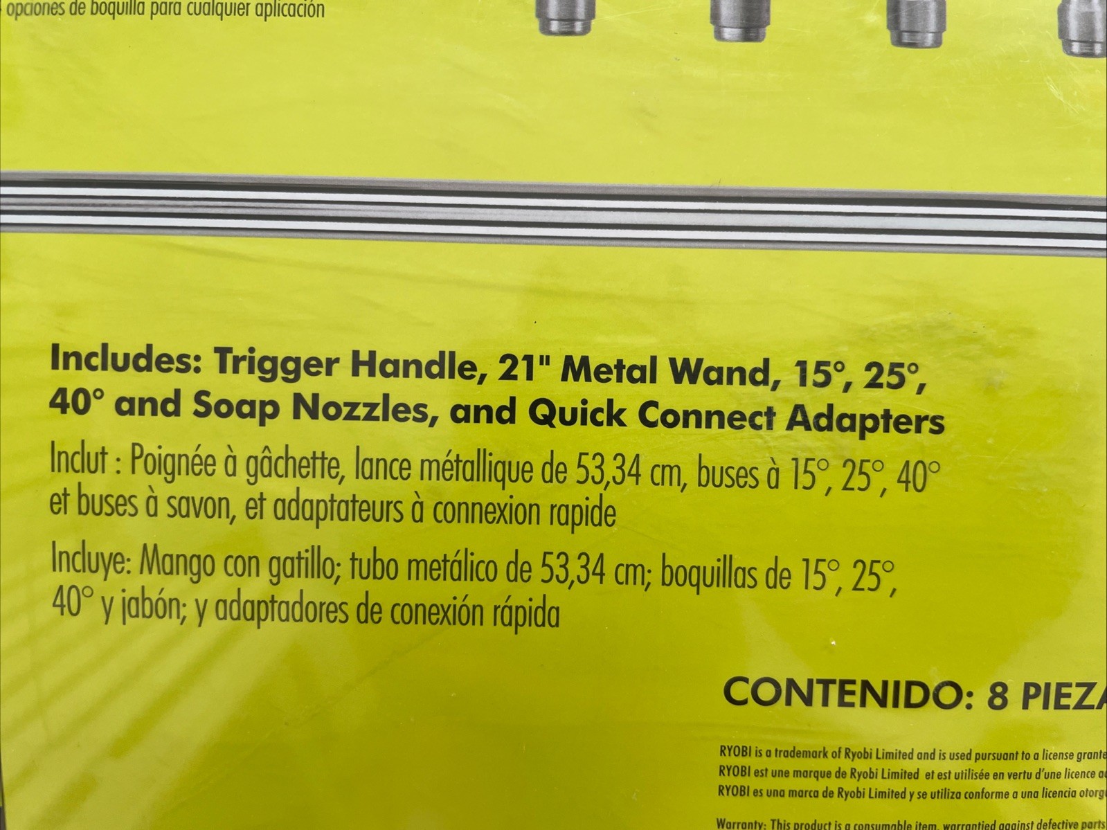 Pressure Washer Trigger Handle Kit w Quick Connect Adaptors, Nozzles, Wand Ryobi