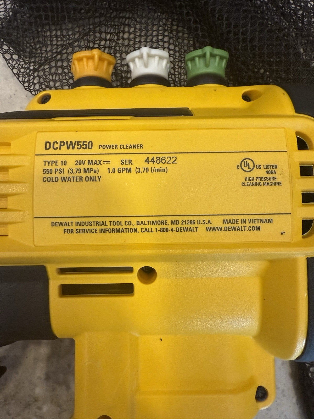 DEWALT 20V MAX 550 PSI Cold Water Pressure Washer (Tool only) (DCPW550B)