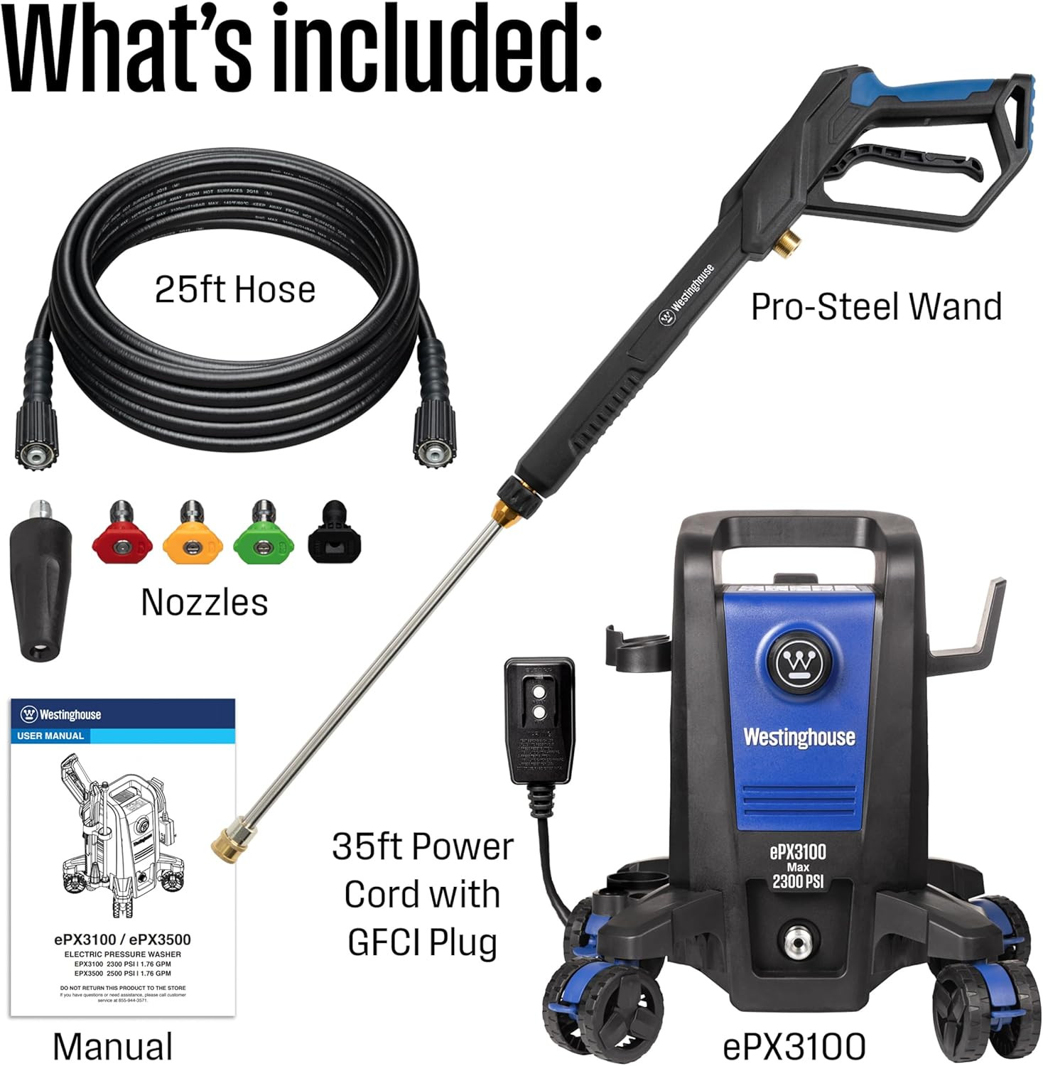 Epx3100 Electric Pressure Washer 2300 PSI with 6-in-1 Nozzle Attachment