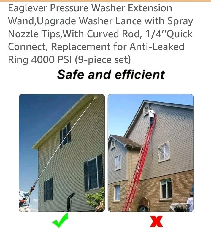 Eaglever Pressure Washer ExtensionWand, Upgrade Washer Lance with Spray Nozzle