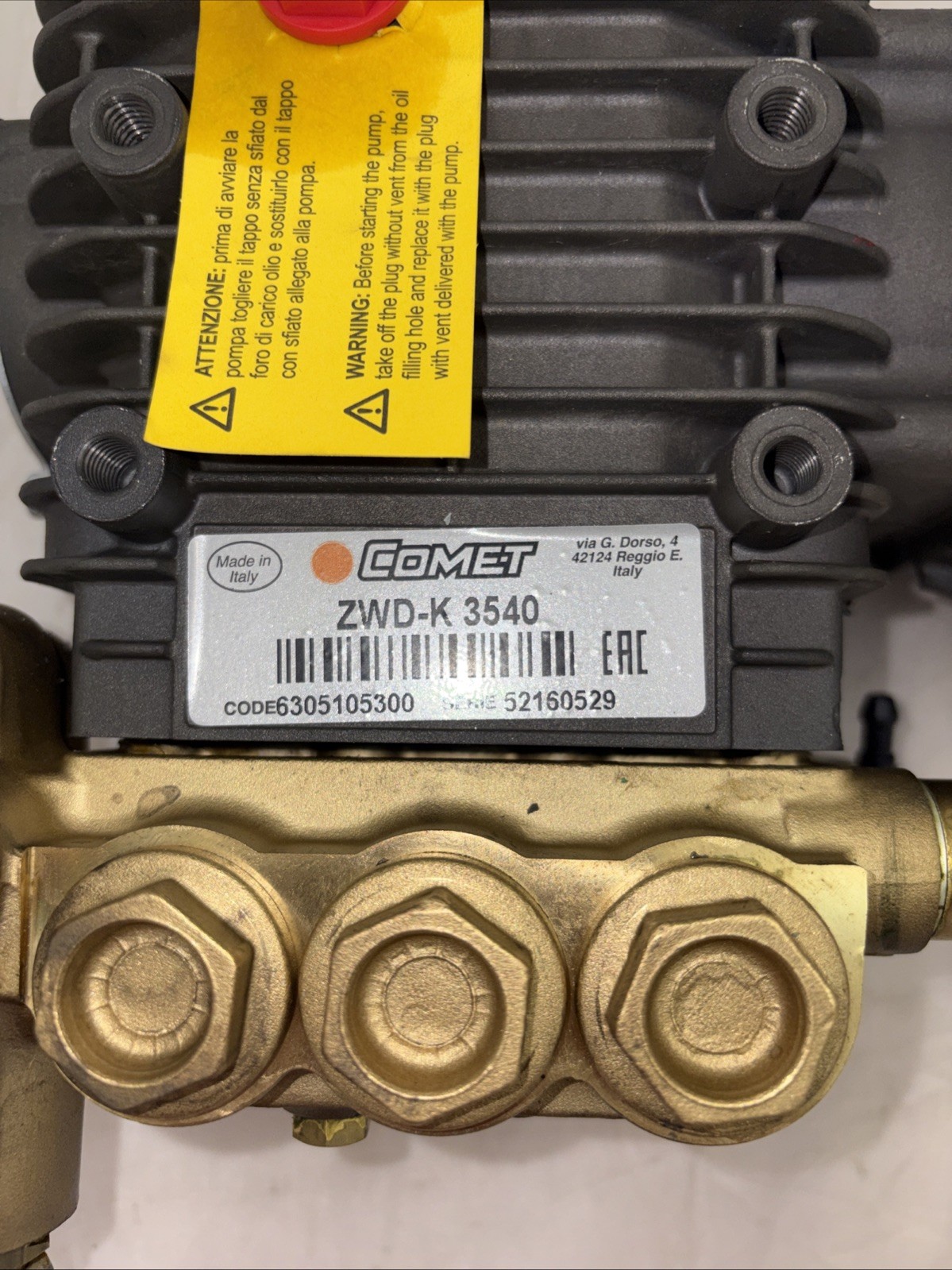 Comet Power Pressure Washer Pump ZWD-K 3540 G, 3.5 GPM, 4000 PSI, 9.5 HP