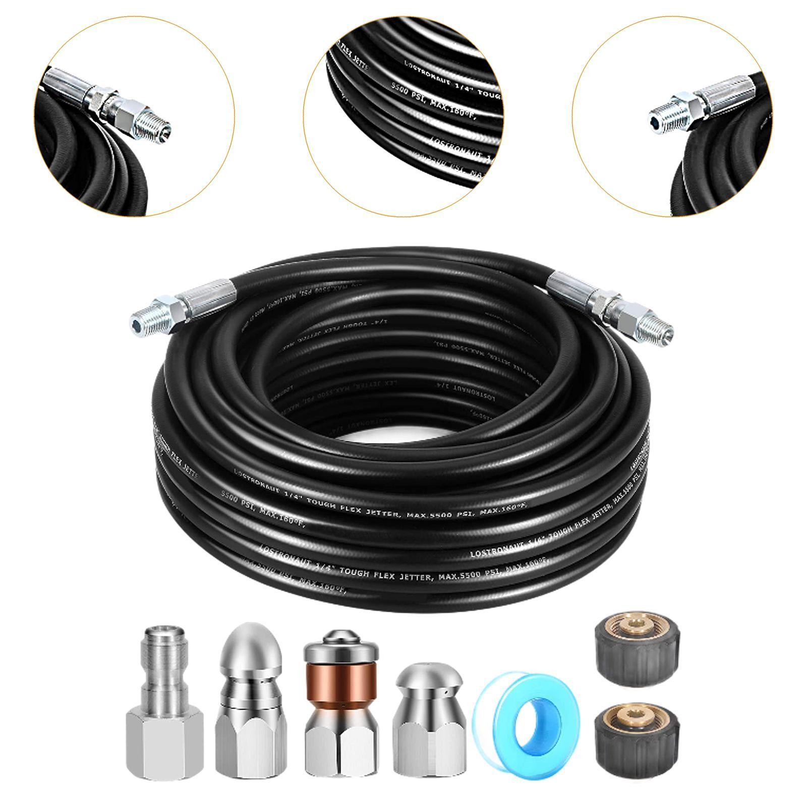Sewer Jetter Kit Pressure Washer Hose Easy to Install 1/4 inch NPT Sewer Jetting