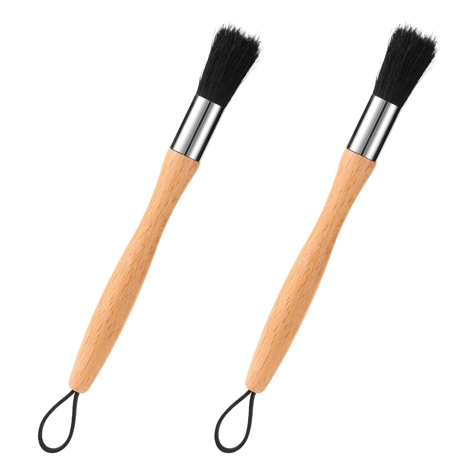 Lyreh 2pcs Auto Parts Cleaning Brushes, Wood M, black, silver, wood color