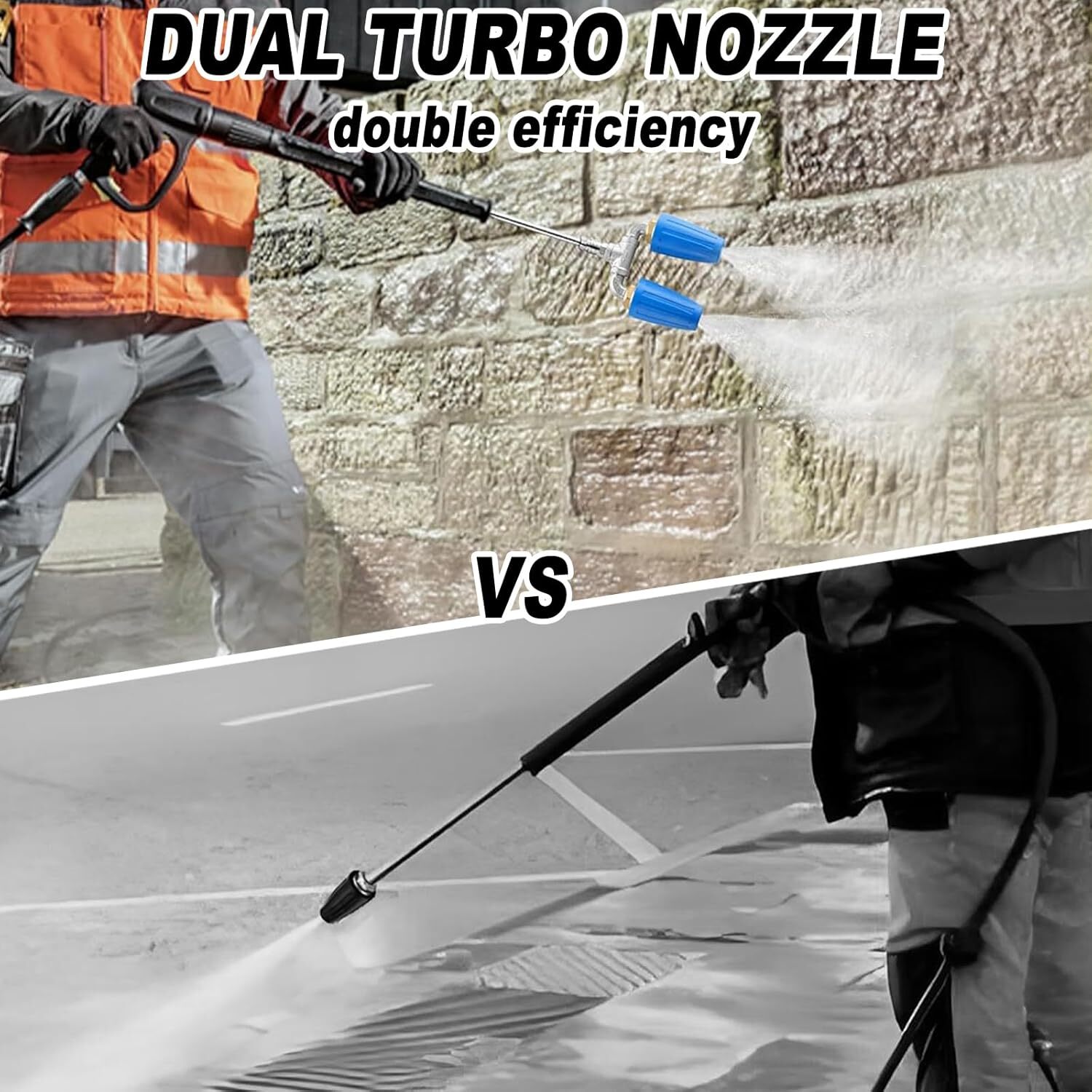 High-Pressure Washer Rotating Dual Turbo Nozzle Spray Tip 1/4″ 4000PSI 4-6GPM US
