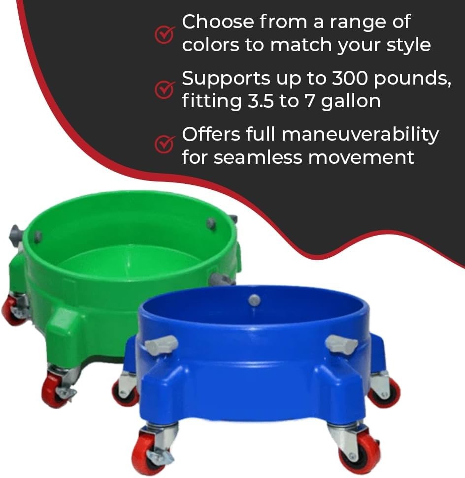 Heavy Duty Car Wash Bucket Dolly with 360° Swivel Casters | Fits 3.5–7 Gallon…