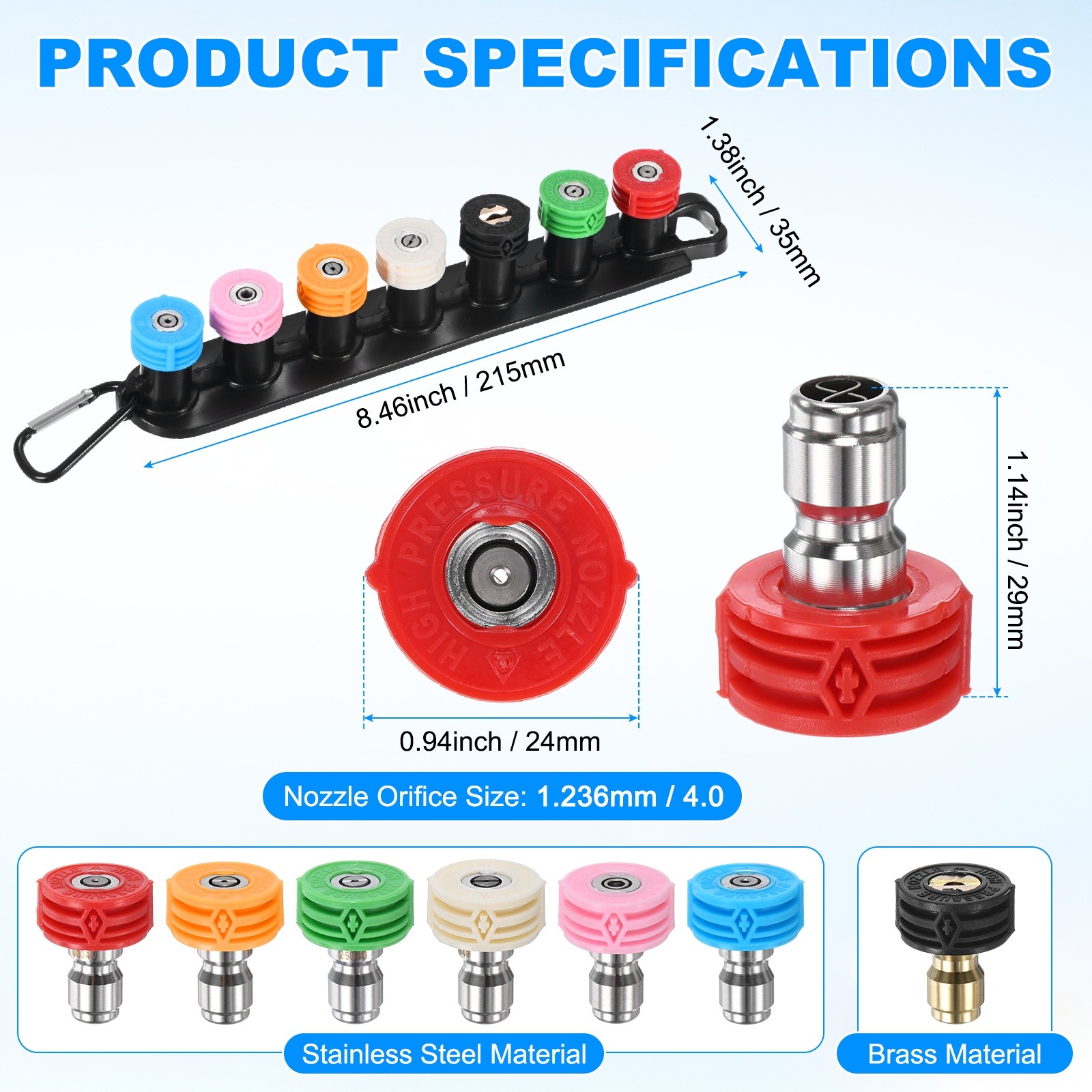 7-Pack Orifice 4.0 Pressure Washer Nozzle Tips with Holder [Multicolor]
