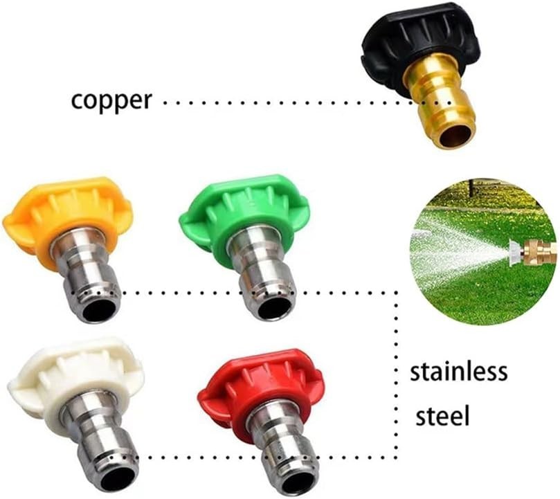 5-Pack High-Pressure Washer Nozzle Tips Set, 4500 PSI, Multi-Angle, Stainless…