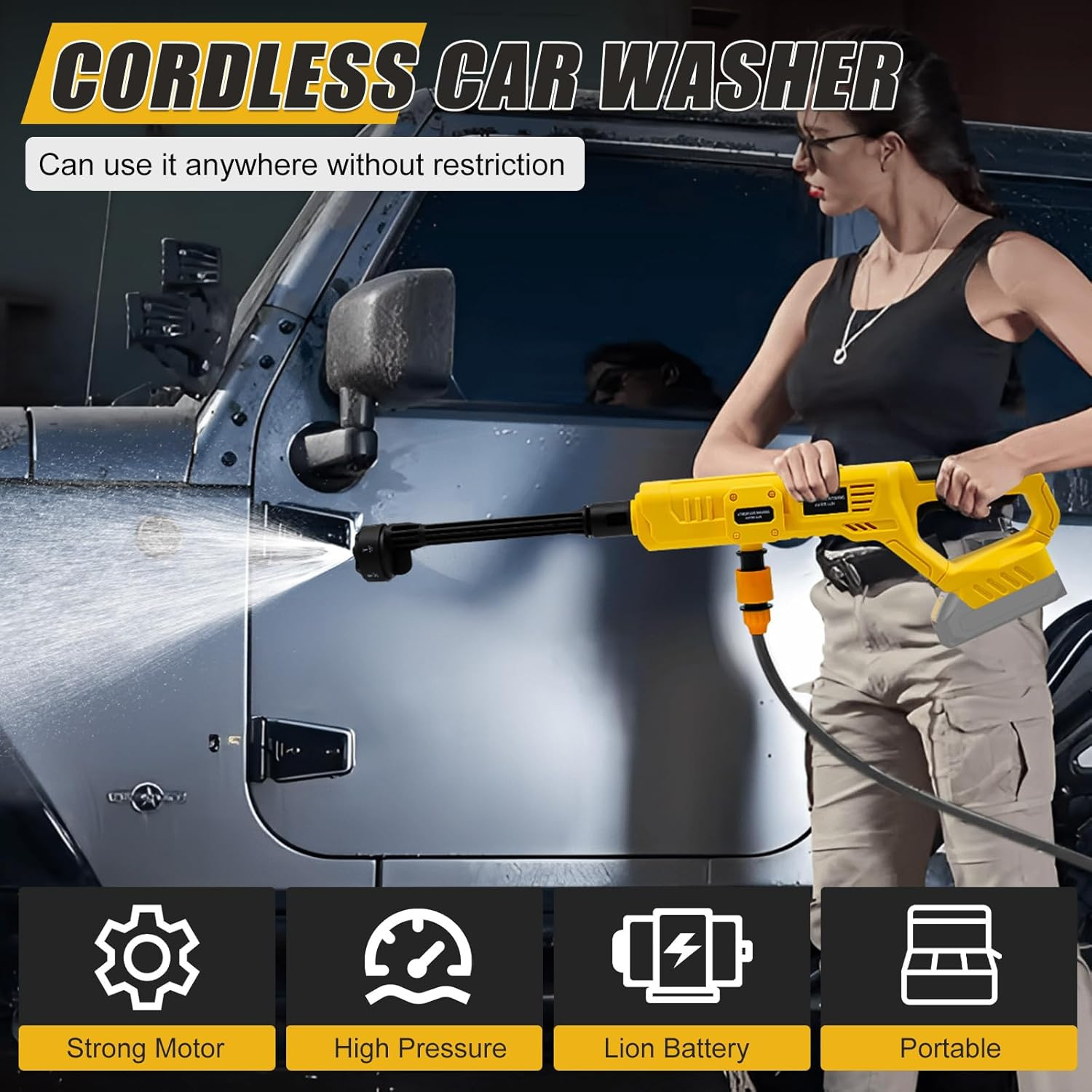 Cordless Portable Cleaning Tool Compatible with Dewalt 20V Battery, 800 PSI Brus
