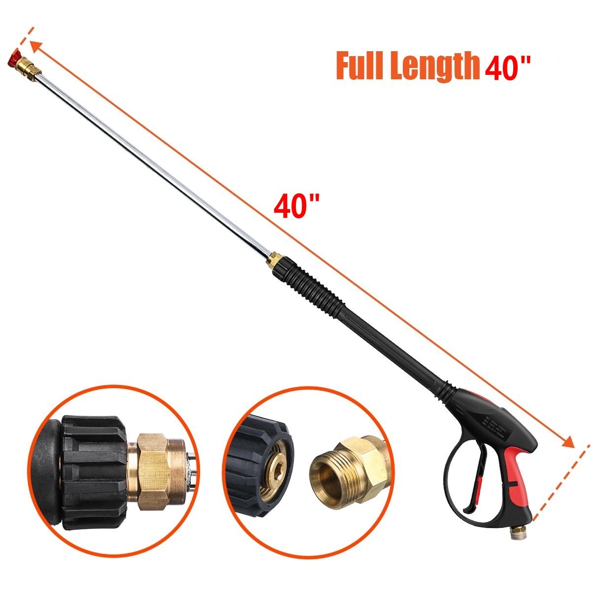 4000PSI High Pressure Car Power Washer Spray Gun Wand Lance Nozzle Tips Hose Kit
