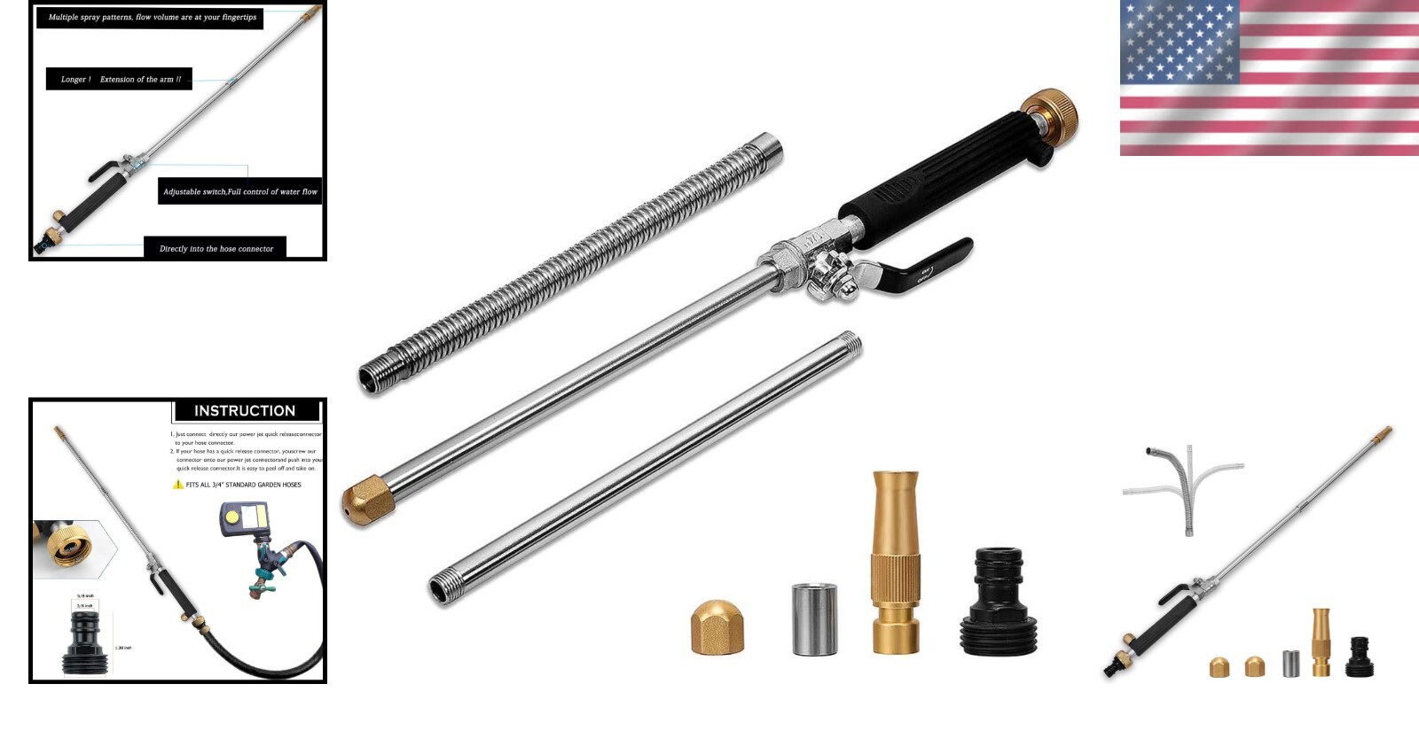 Compact High Pressure Washer with 39″ Extendable Wand Perfect for Cars & Patios