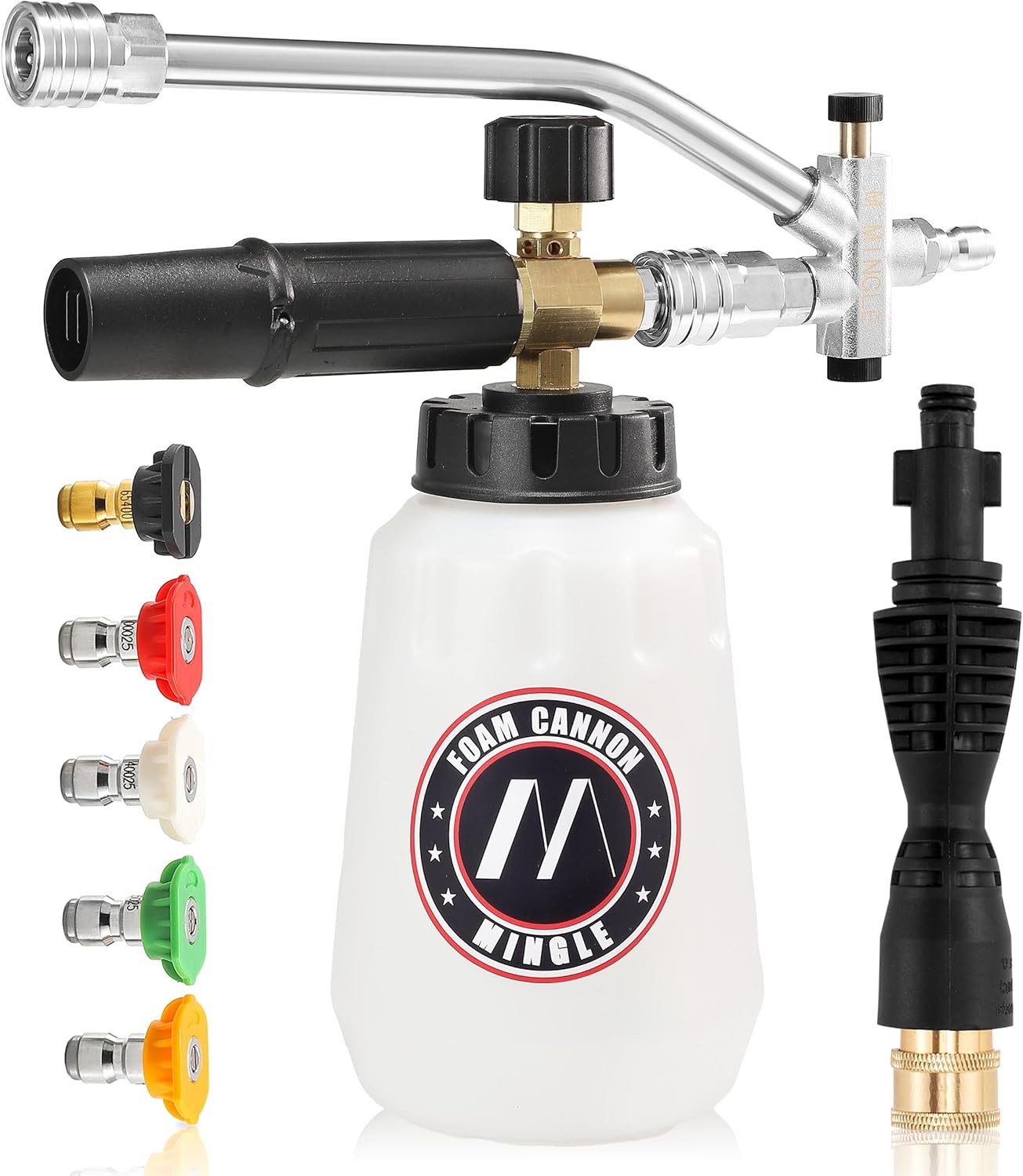 Foam Cannon Dual Connector Accessory for Pressure Washer Kit, Compatible with Po