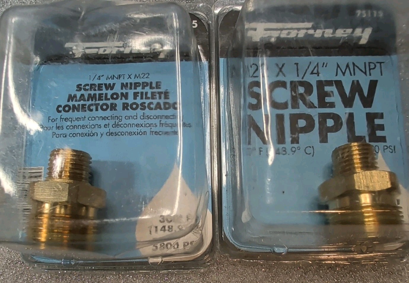 Forney 75115 Pressure Washer Accessories, Male Screw Nipple, M22M to 1/4″ MNPT
