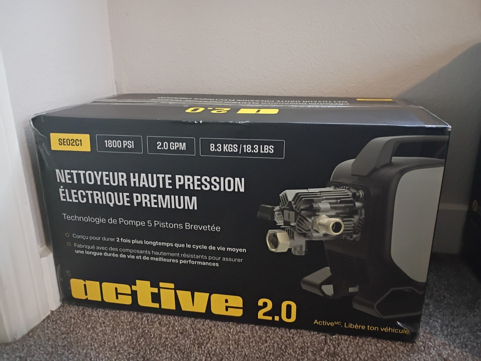 Active 2.0 Electric Cold Water Pressure Washer 1800 PSI 2.0 GPM 5-Piston