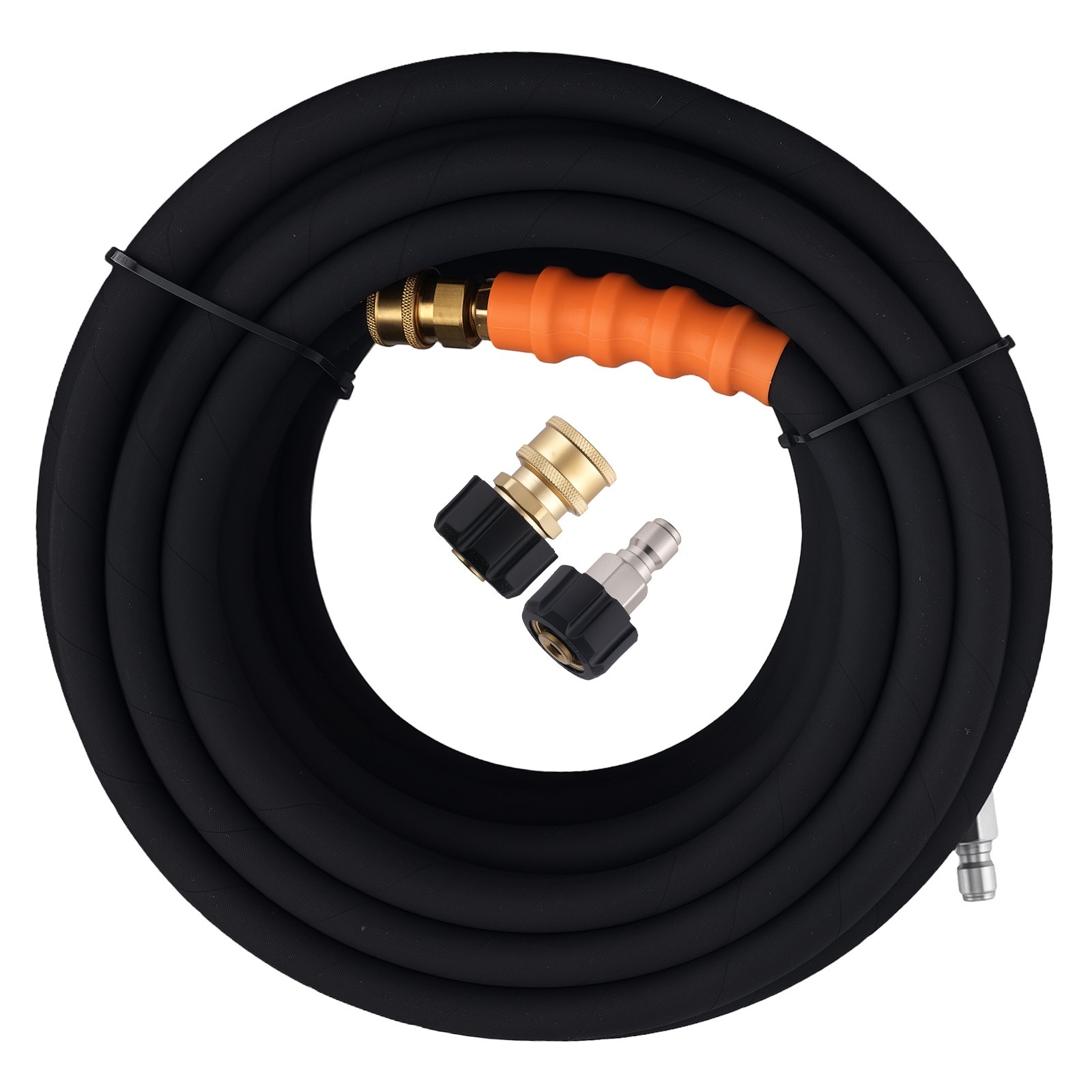 75FT 3/8in Pressure Washer Hose 4800PSI Steel Wire Braid w/ Swivel Quick Connect