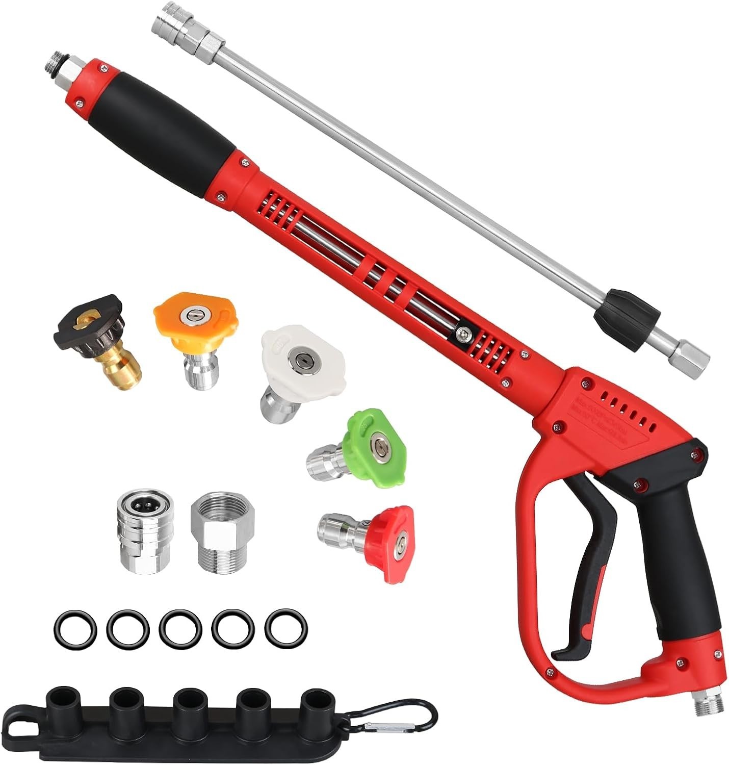 5000 PSI Pressure Washer Gun with Extension Wand and 5 Nozzle Tips – M22 Fitting