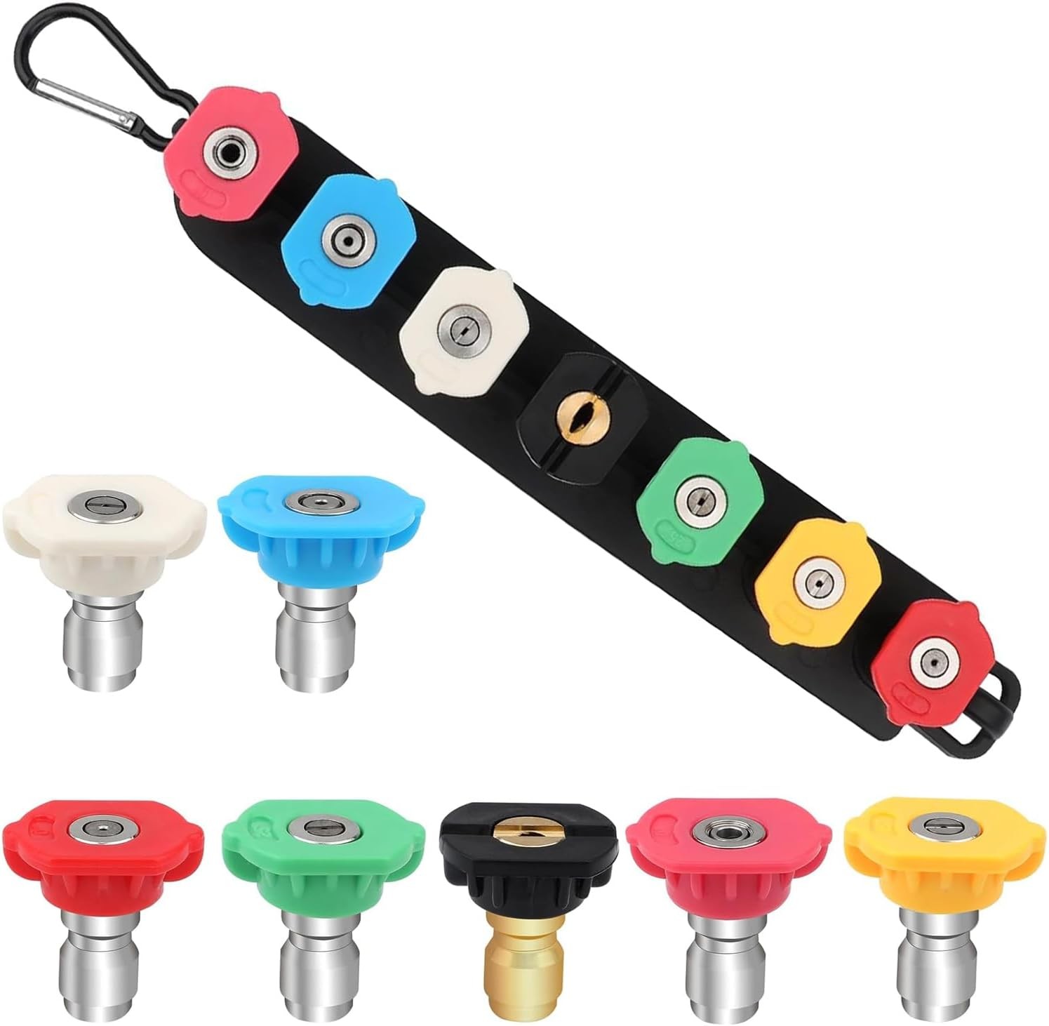 Pressure Washer Tips, Set of 7 Pressure Washer Nozzle Tips with a Holder,1/4 Inc
