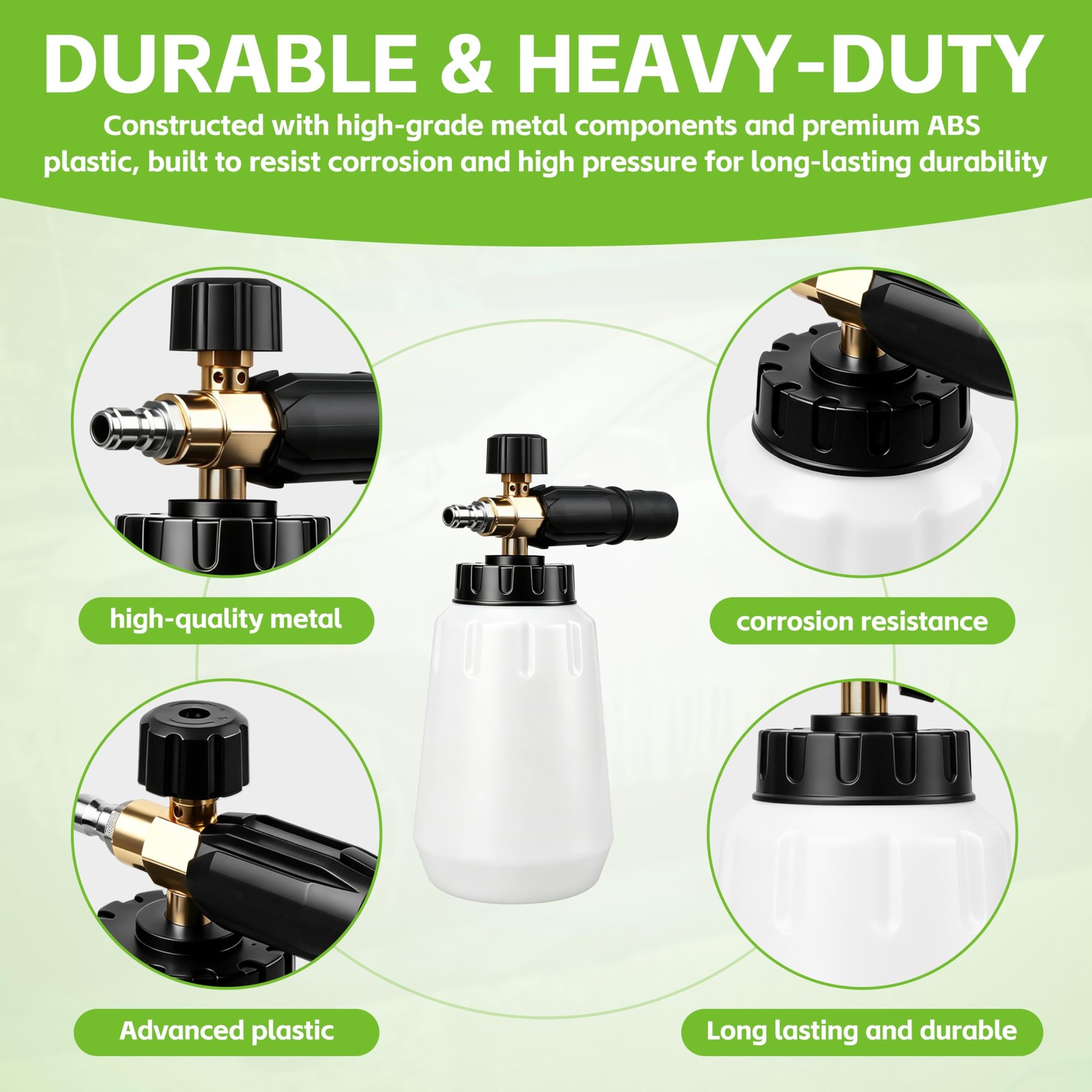 Foam Cannon for Greenworks Pressure Washer – 3700 PSI, 1L Large Bottle, 1/4″ …