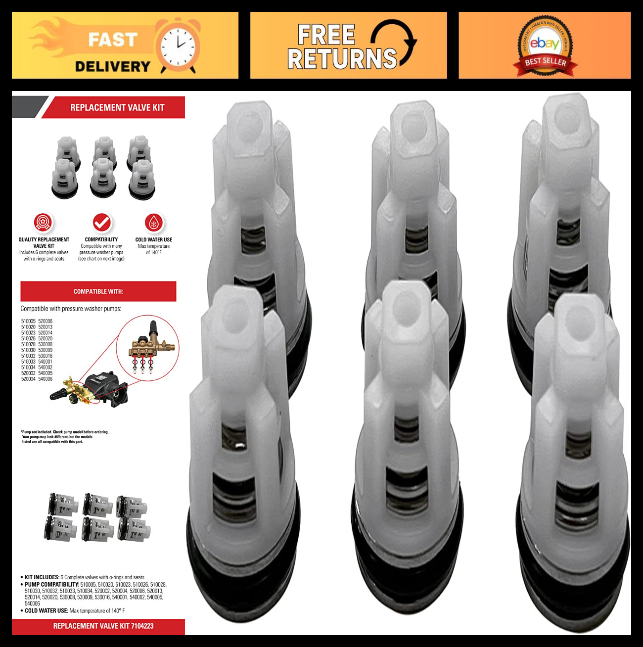 Replacement Valve Kit for Pressure Washer Pumps – High-Performance, Durable Part