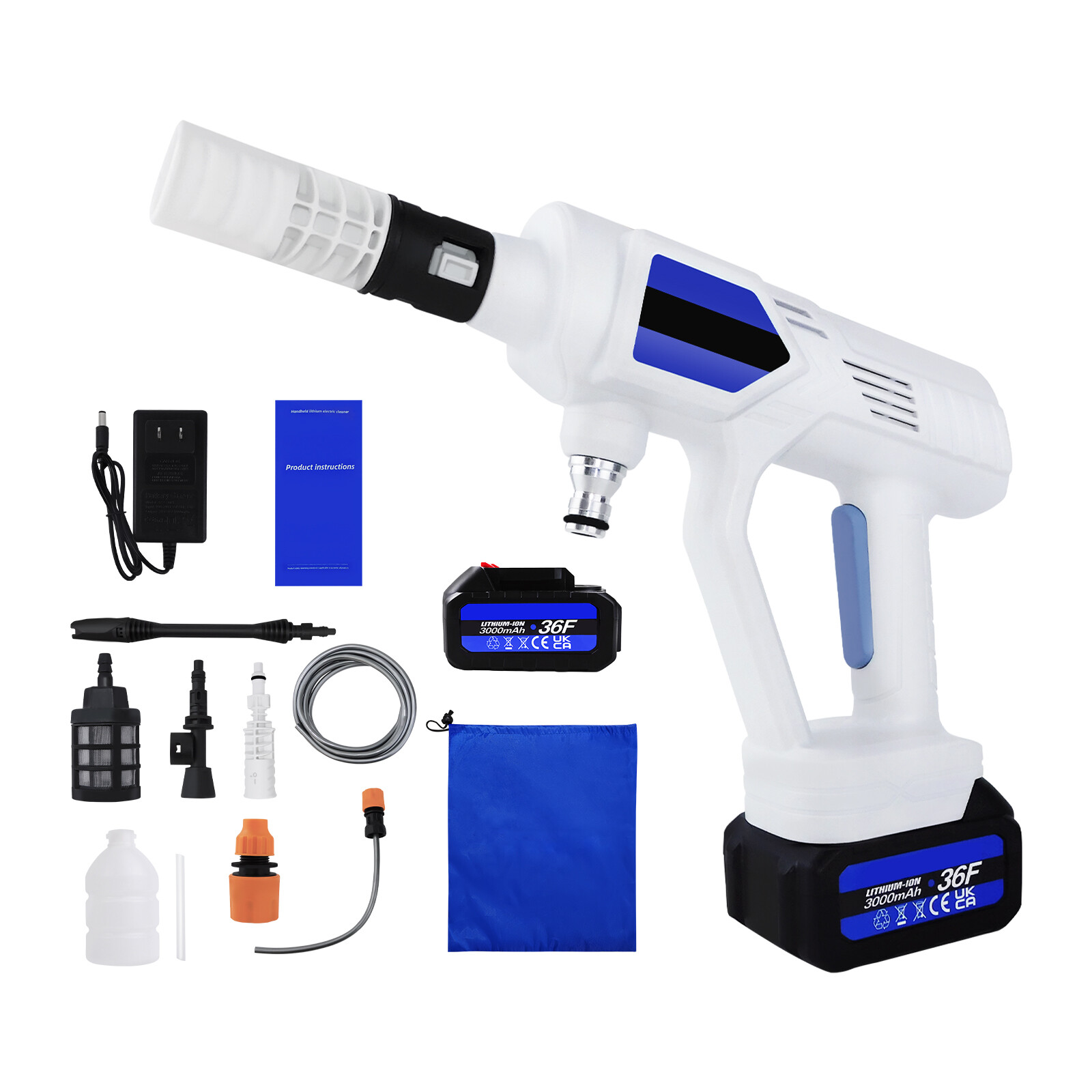 Car Pressure Washer Electric Gun Portable Cordless High Power w/ 3 AH Battery