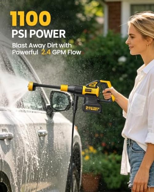 Cordless Pressure Washer Battery Powered, Handheld Reliable Orange-Black