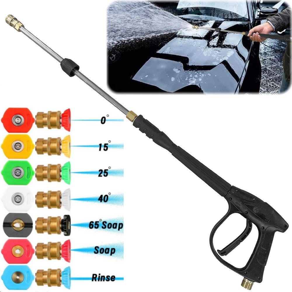 3000PSI High Pressure Power Washer Spray Gun Wand Lance Nozzle Tips Kit M22-14