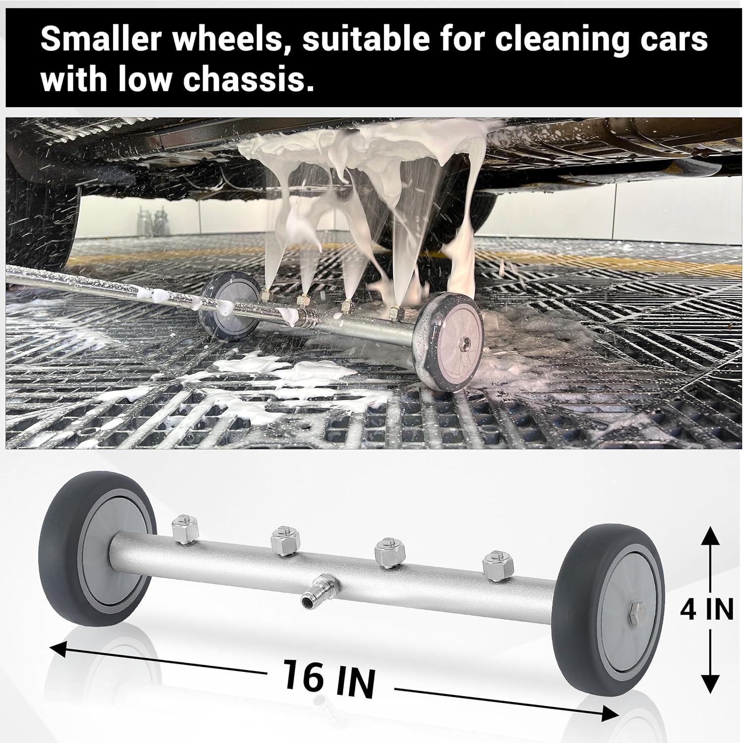 Undercarriage Pressure Washer Attachment, 16 Inch Powerful under Car Washer with