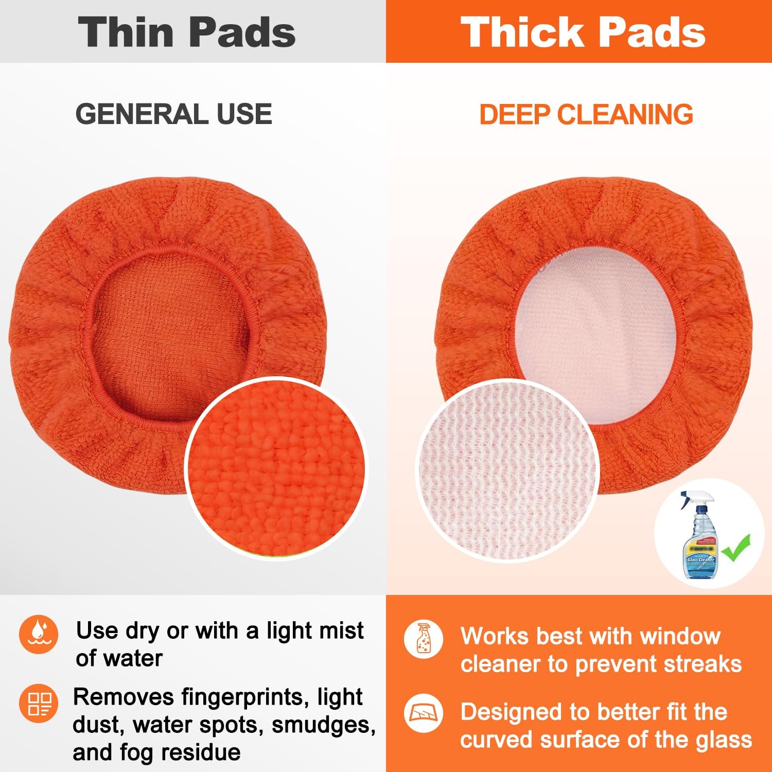 XINDELL 5 Pack Windshield Cleaner Microfiber Pads – Triangle, Crimson Orange