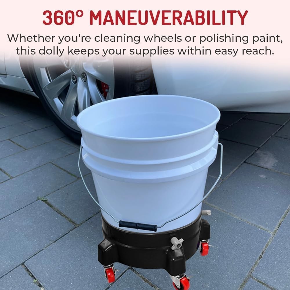 Heavy Duty Car Wash Bucket Dolly with 360° Swivel Casters | Fits 3.5–7 Gallon…