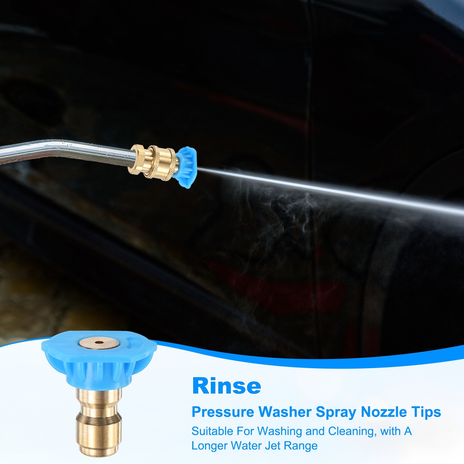 5-Pack Pressure Washer Nozzle Tips with Holder, RINSE Nozzle, Orifice 2.5