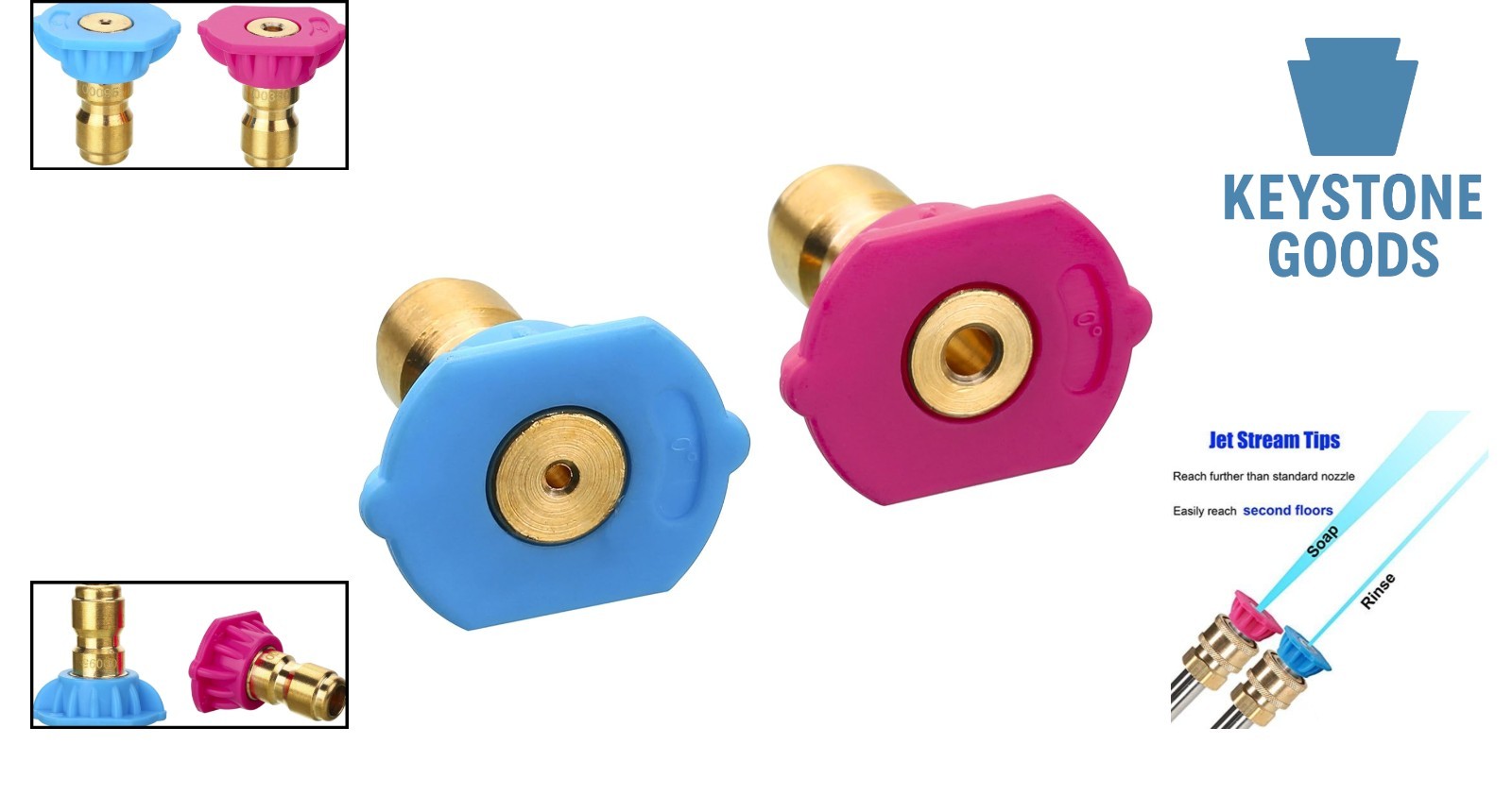 2-Pack Brass Quick-Connect Nozzle Tips for Pressure Washers, Long Range, 4000…