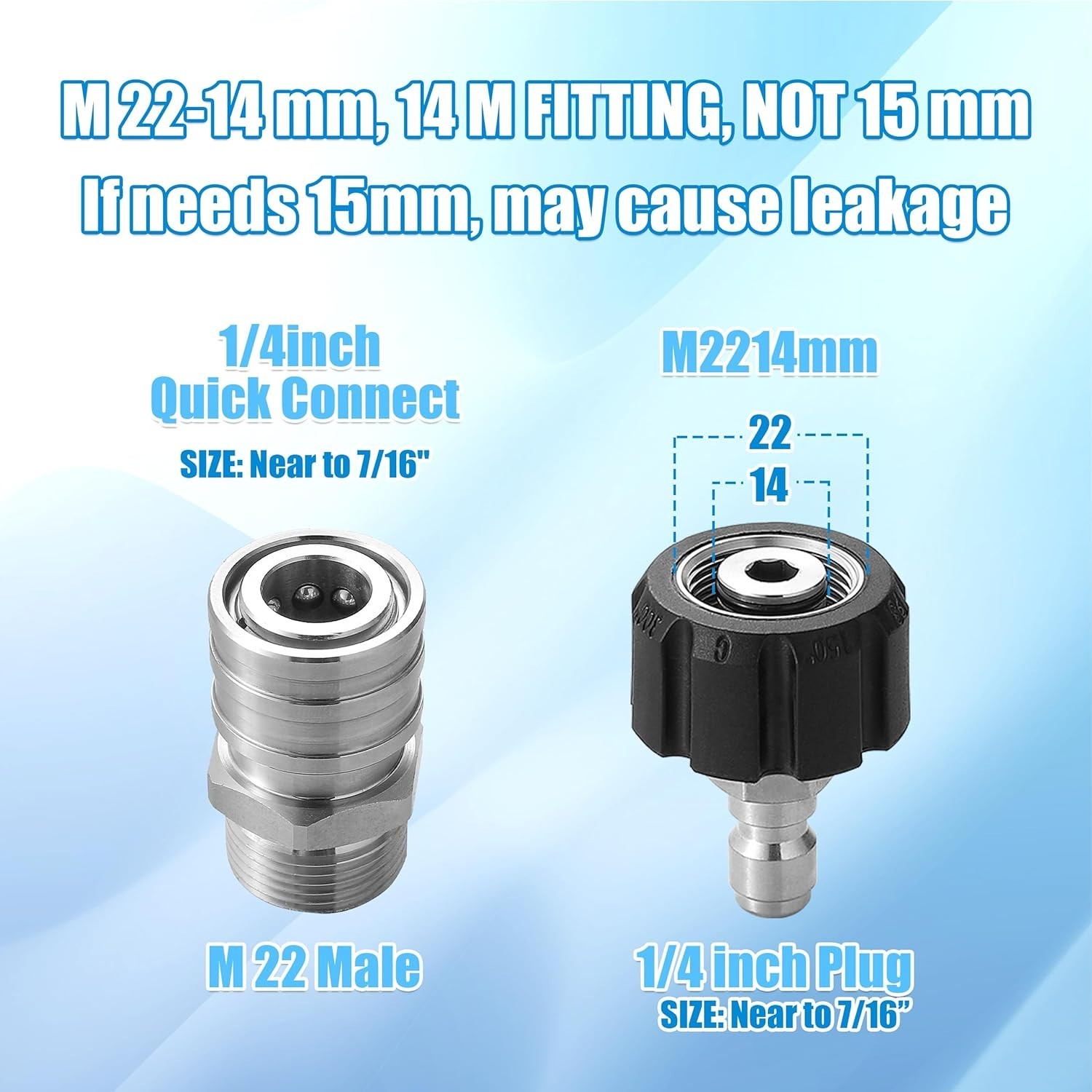 Upgrade Your Pressure Washer: M22 to 1/4” Stainless Steel Adapter Set, 4 Pcs