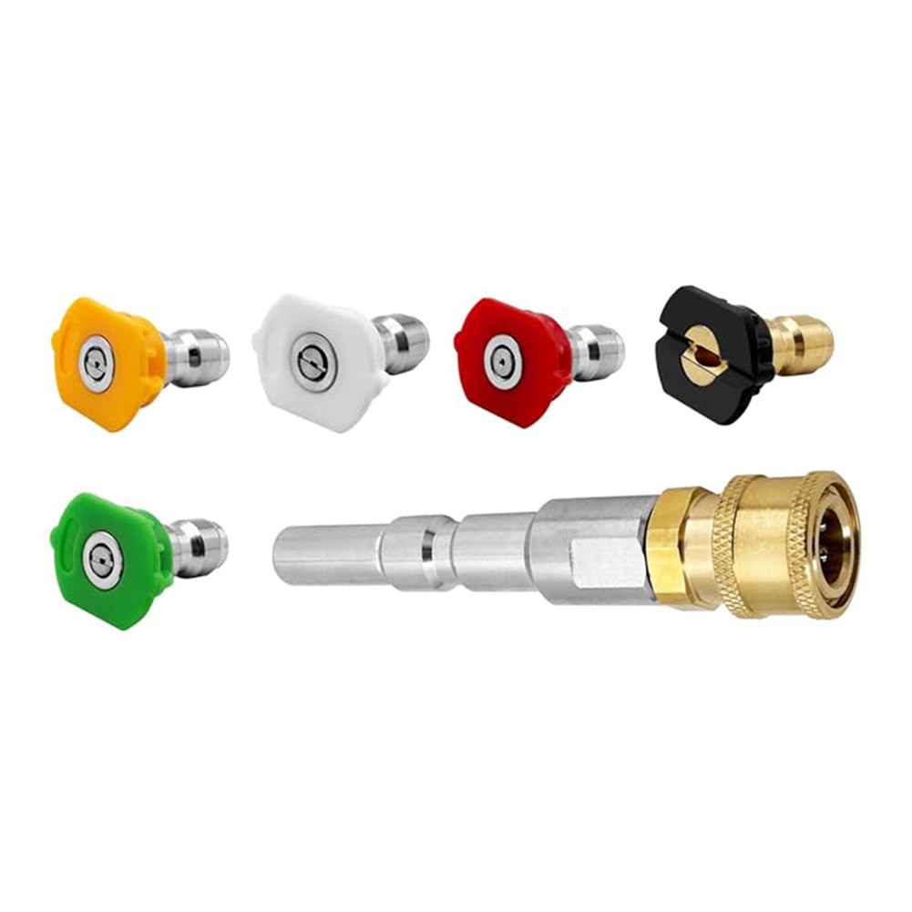Pressure Washer Nozzle Set 0 15 25 40 60 Degree Tips For Clearing Pipe Blockages