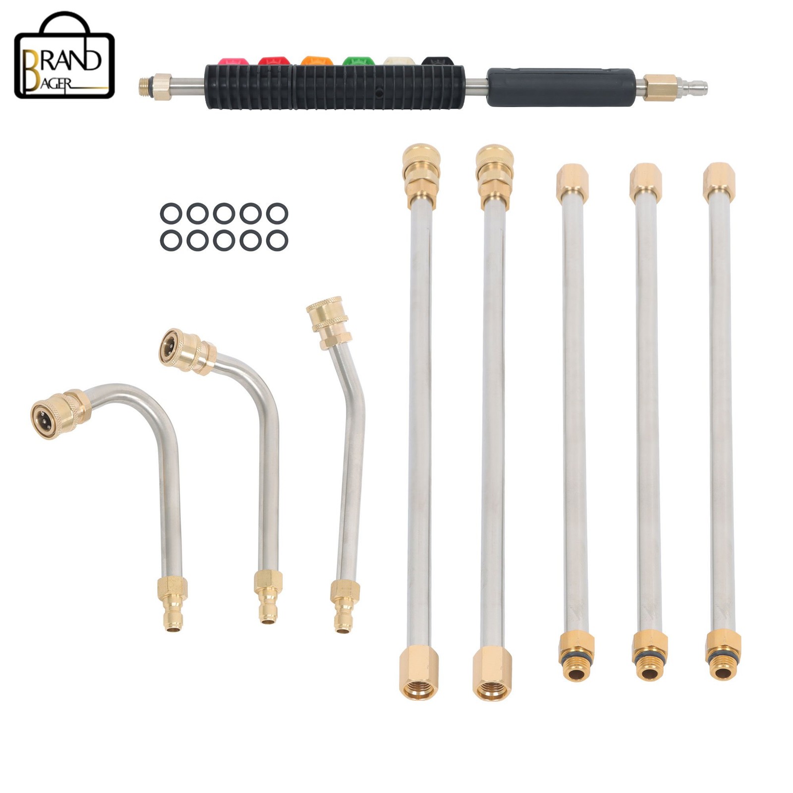 9 Pack 4000 Psi High Pressure 1/4 Inch Quick Connect Water Gun Extension Rod Set