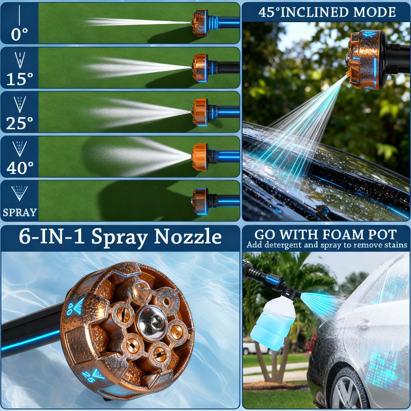 Cordless Pressure Washer Portable Water Spray Gun with 2 Battery