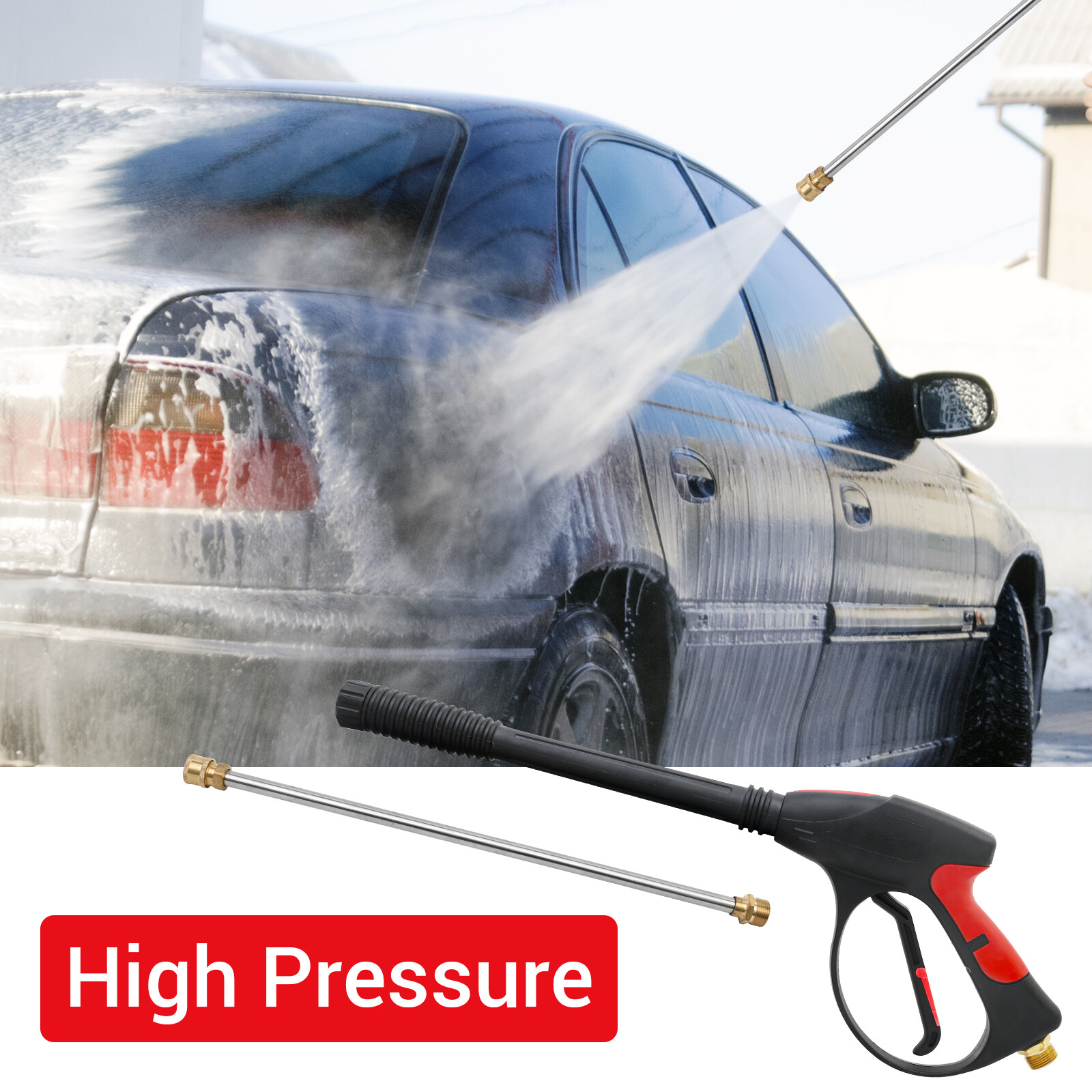 4000PSI High Pressure Car Power Washer Gun Spray Wand Lance Nozzle and Hose Kit