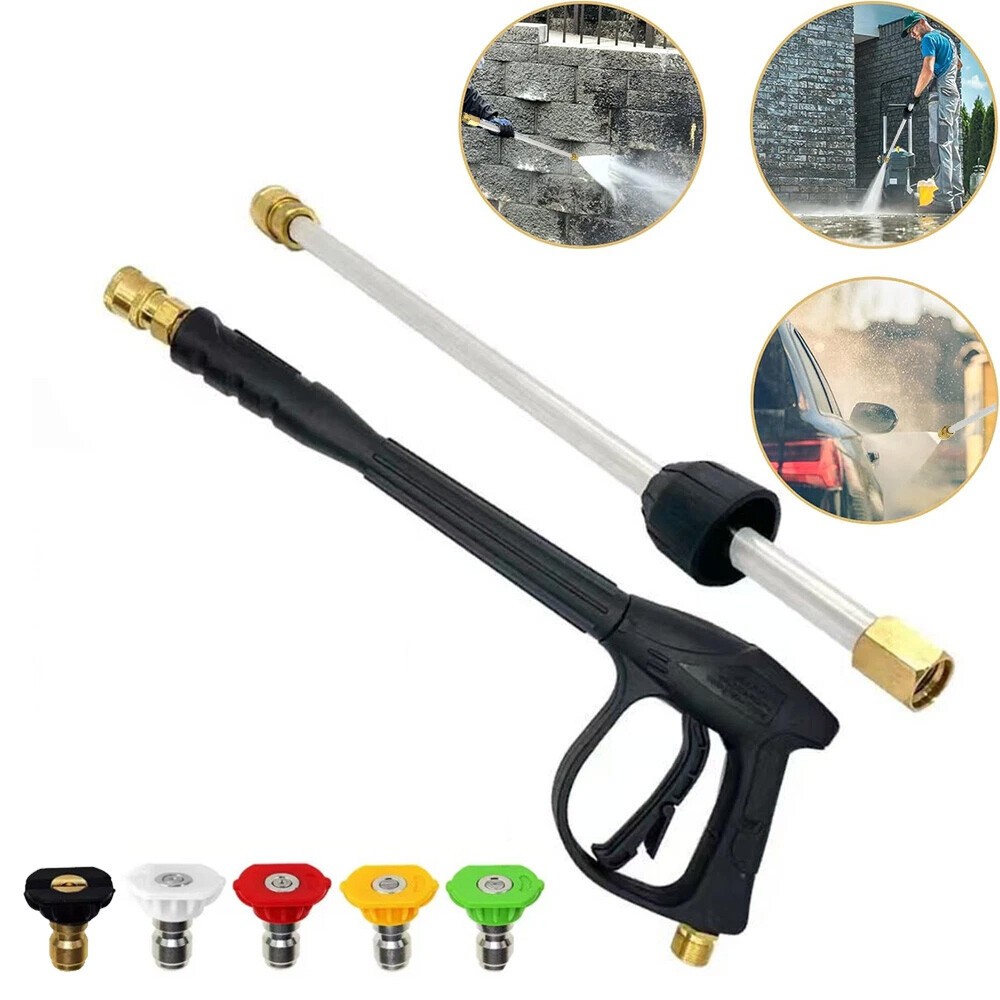 4000PSI High Pressure Power Washer Spray Gun Wand Lance Nozzle Tips Hose Kit M22