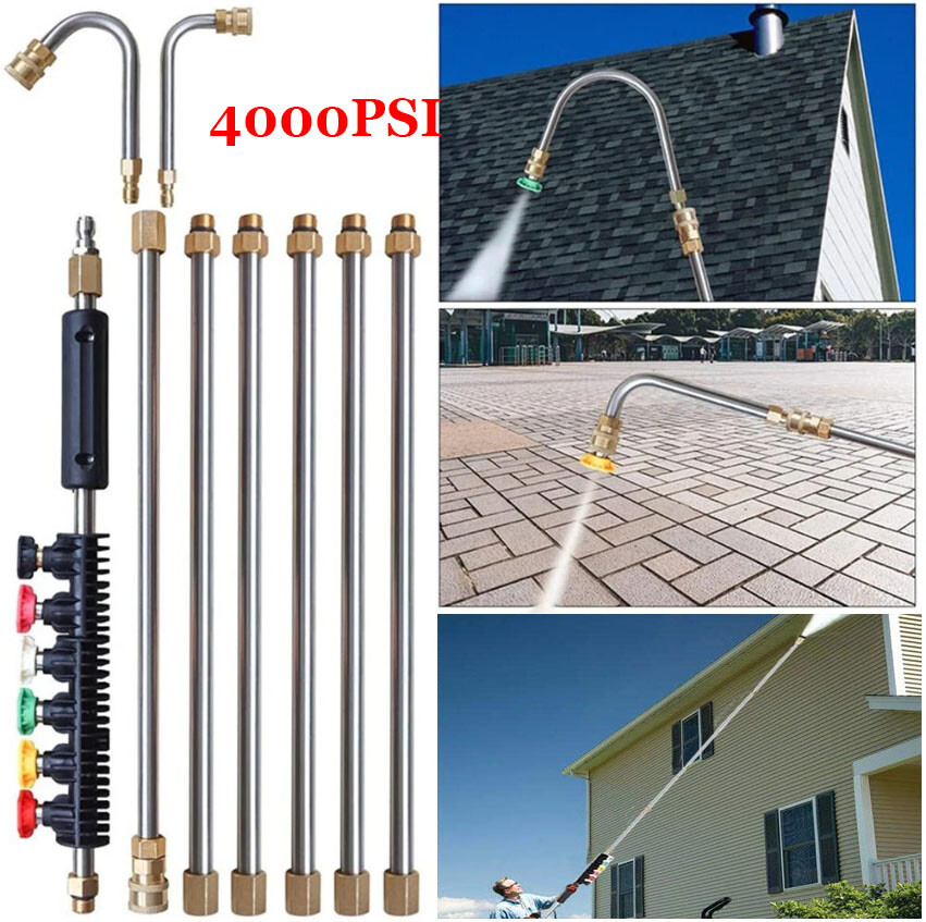 9PCS 4000PSI Pressure Washer Extension Wand Power Washer Lance W/ Spray Nozzle