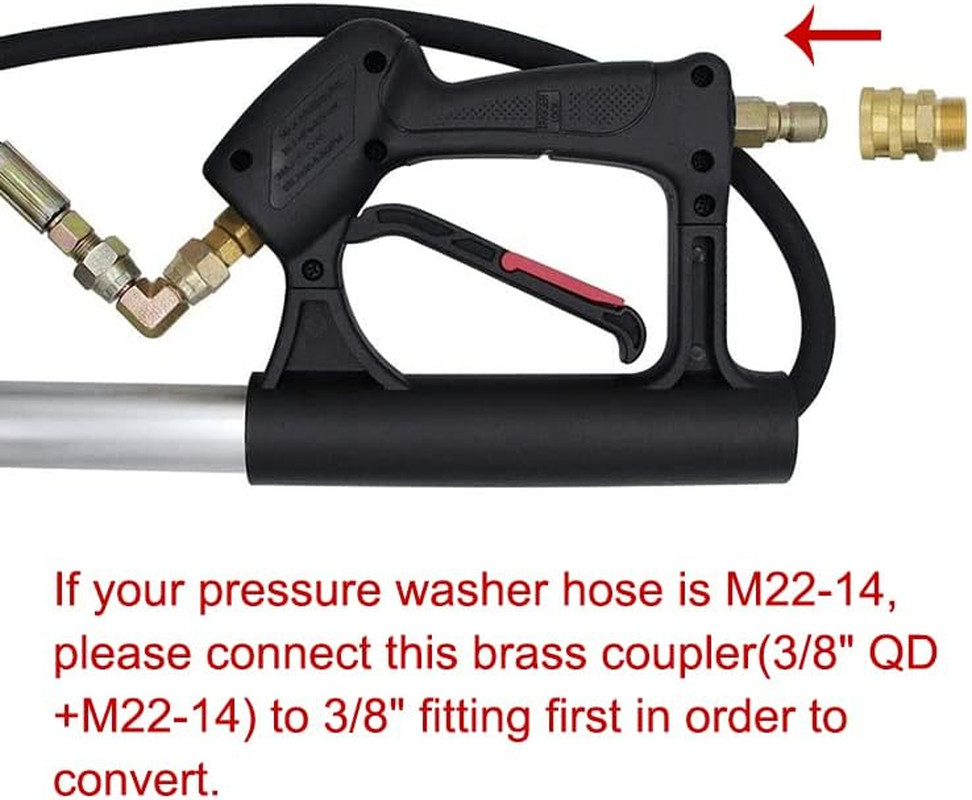 24 FT Pressure Washer, Telescopic Extension Pole Spray Gun, Includes 5 Section A