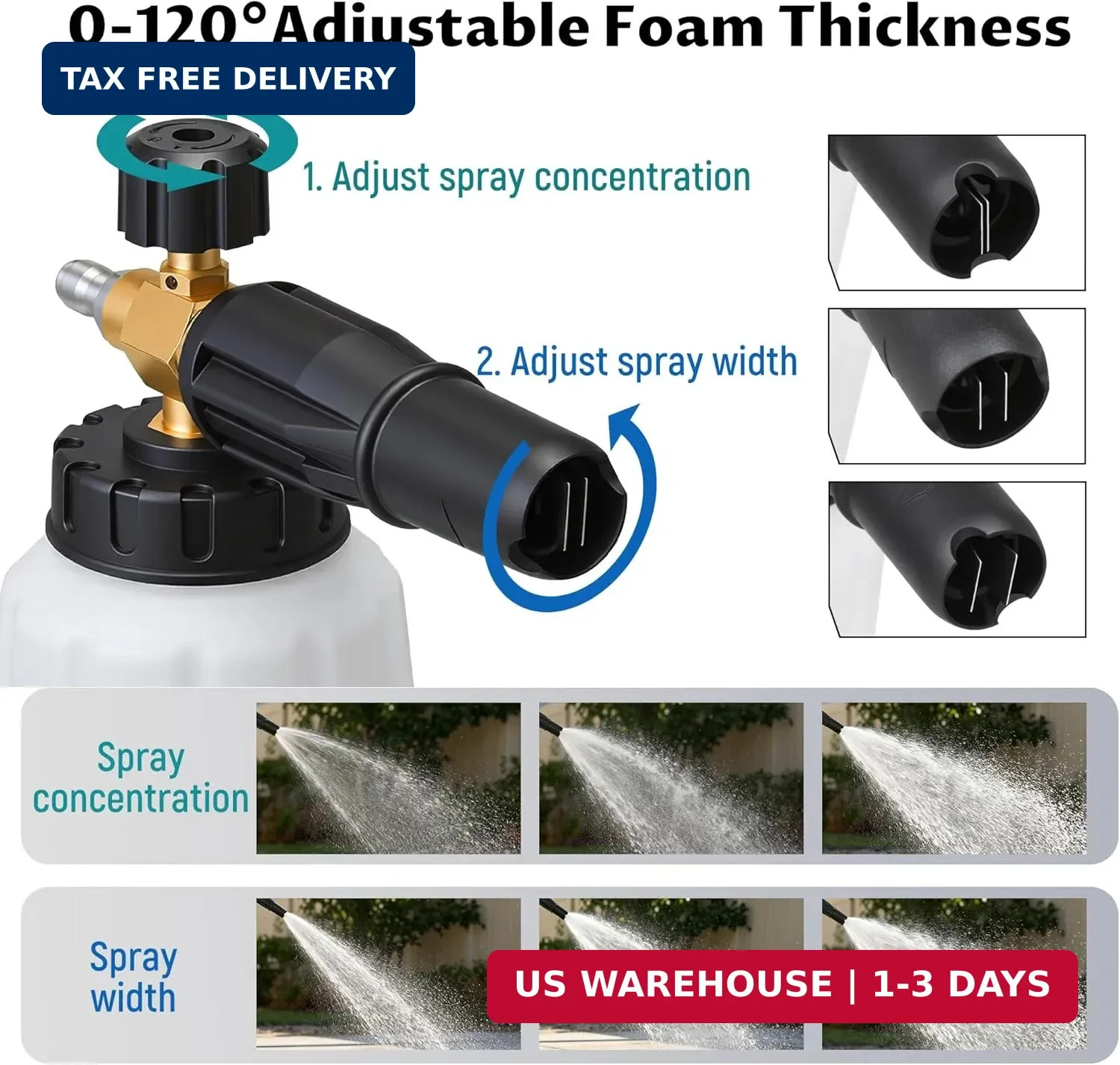 Lichamp Foam Cannon for Pressure Washer, 1000ml Wide Mouth Snow Foam Lance, 1/4
