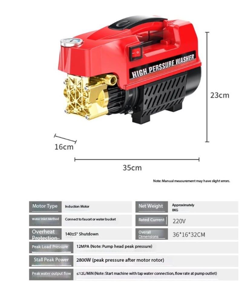 High-Powered Household High-Pressure Car Wash Machine with Brush and Pump