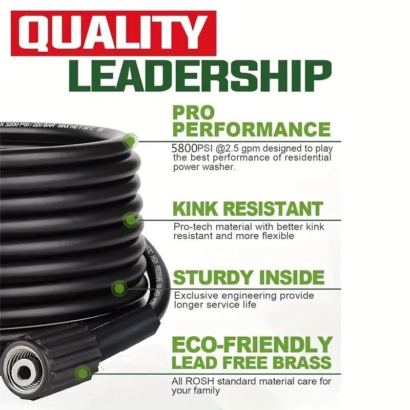 6/8/15/10m High Pressure Washer Hose 5800 PSI M22-14MM Power Wash Extension Hose