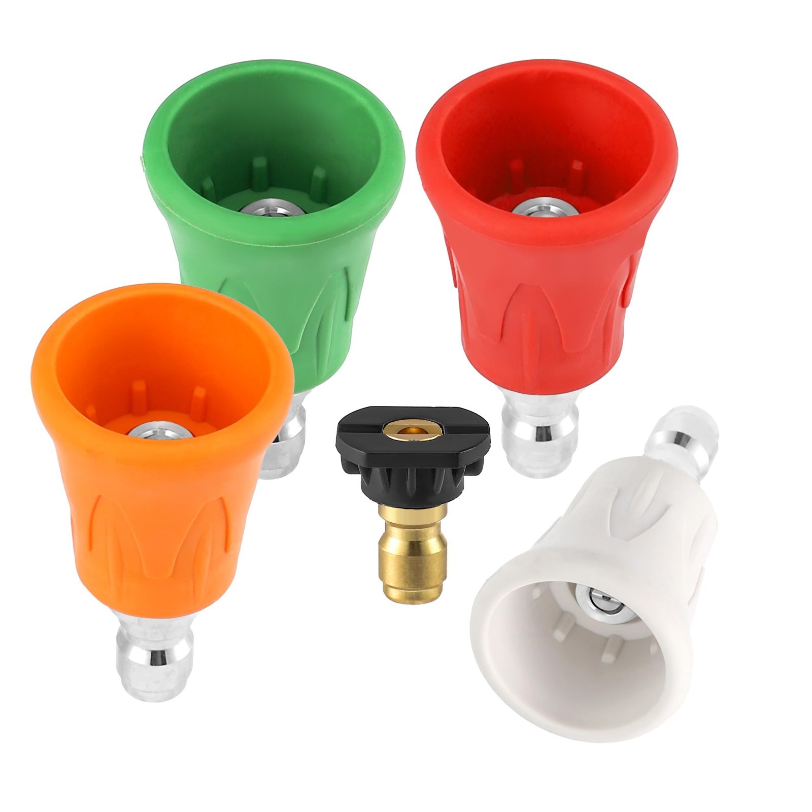 High Pressure Washer Nozzle Guard Set, 5 Pcs Stainless Steel Tips & Rubber Cover