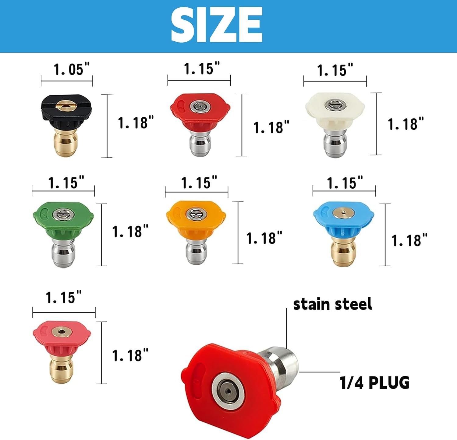 Pressure Washer Nozzle Set: 7 Quick Connect Tips for 4000 PSI Clean