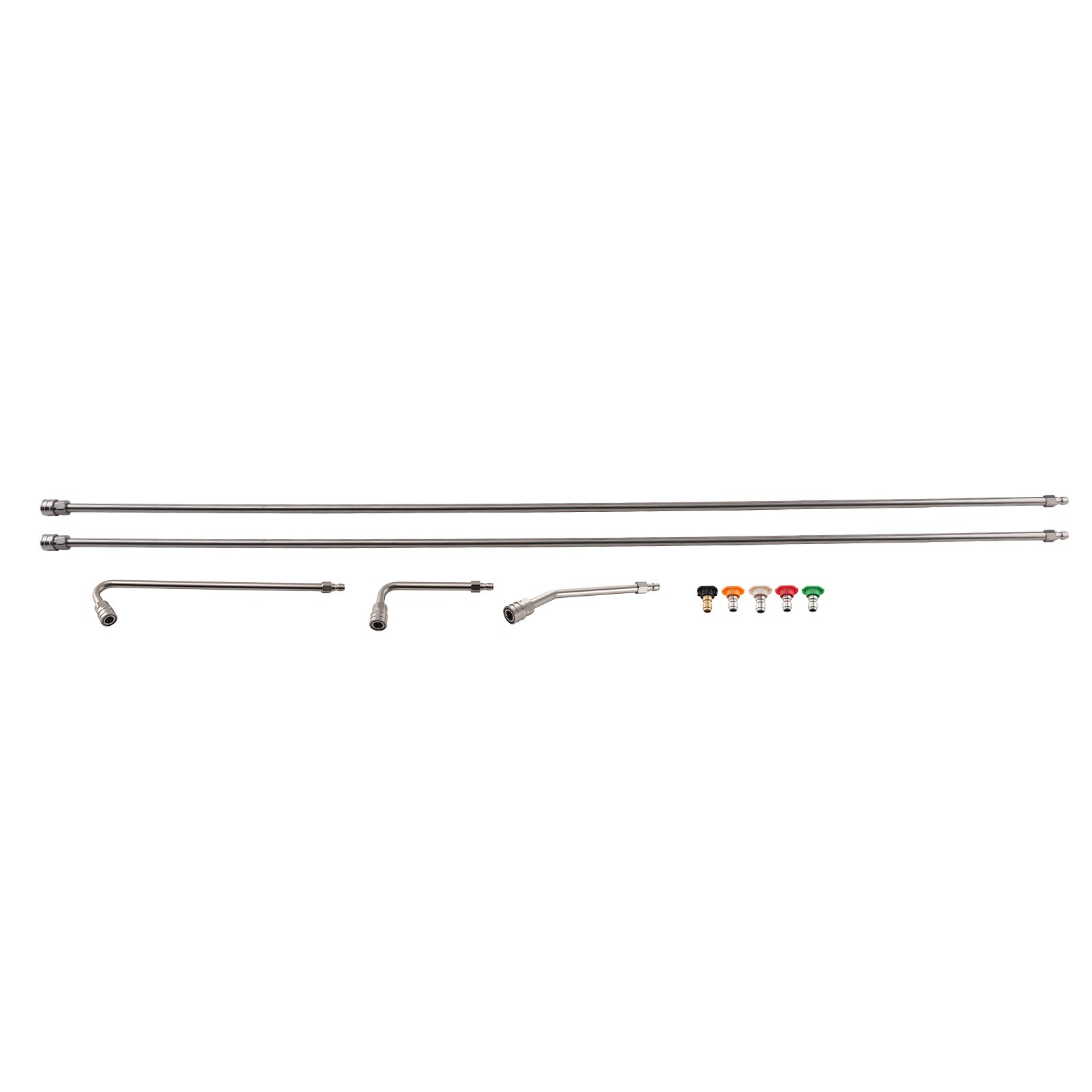 120″ Pressure Washer Extension Wand with 30° 90° 120° Curved Rod Nozzles