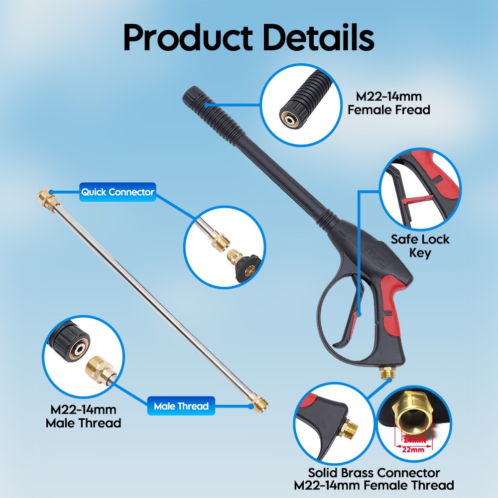 4000PSI High Pressure Power Washer Spray Gun Lance 7pcs Spray Nozzles Tips Kit