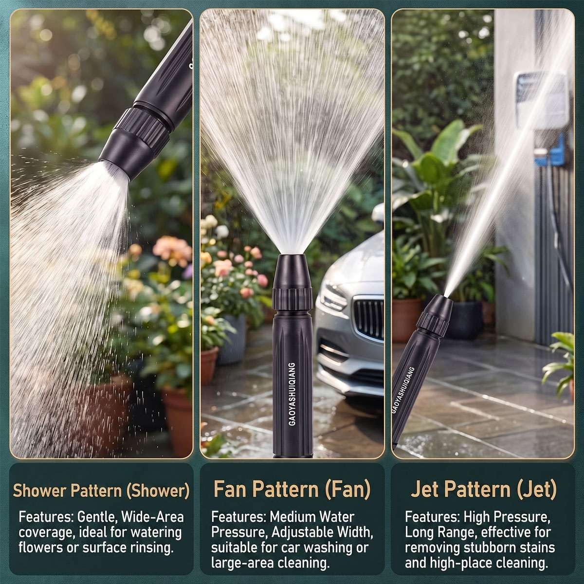 High Pressure Water Gun Hose Nozzle Spray for Car Wash Garden Pressure Booster