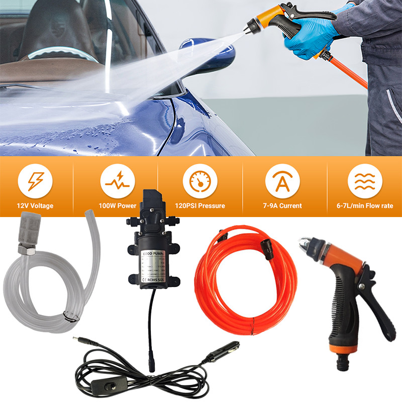 12V 130PSI Pressure Washer For Car Portable Power Washer Self-Priming Wash Pump